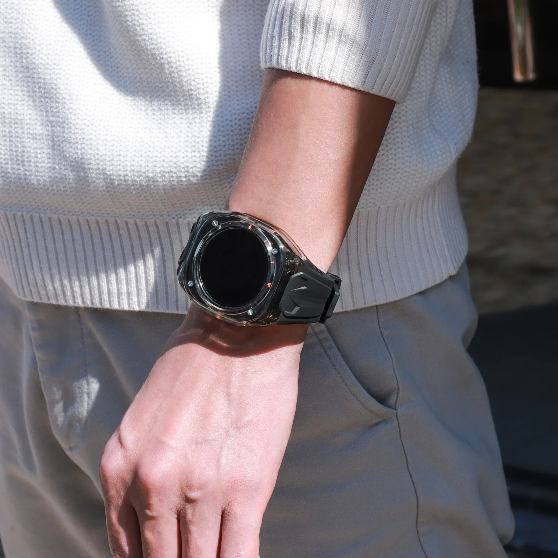 Защитный чехол для ПК + ремешок из ТПУ для Samsung Galaxy Watch Ultra 47 мм, модифицированный удобный ремешок для часов Galaxy Watch Ultra, браслет, ремень