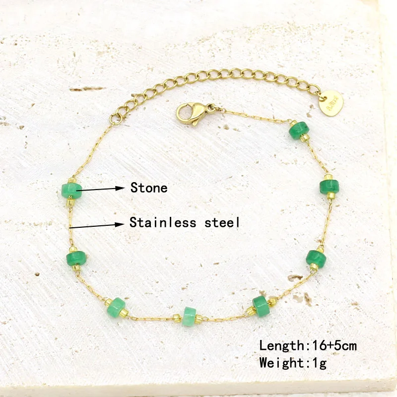 Natural Stone Pearl Bead String Handmade Pendant Bracelet For Women Stainless Steel Gold Plated Chain Bracelet Female Jewelry