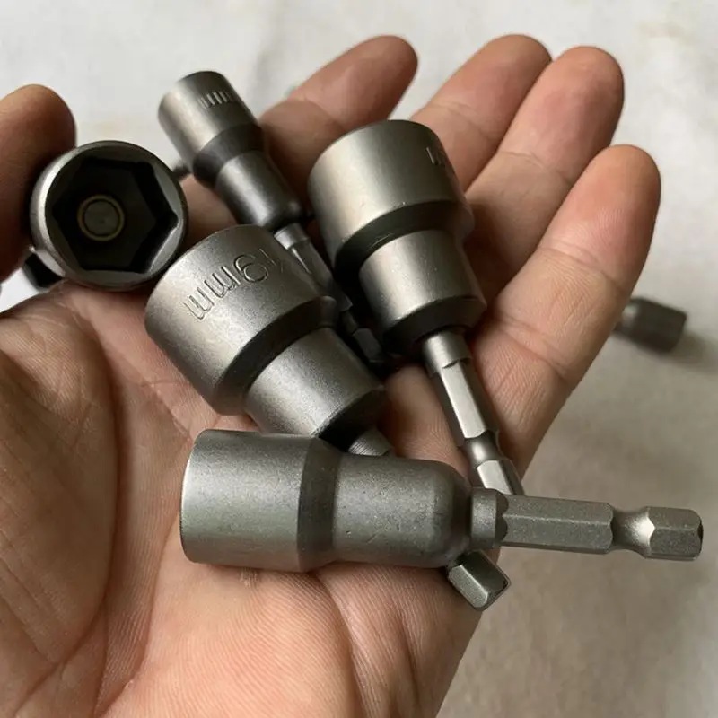 Hex Bit Socket with Magnetic, 7mm to 19mm,65mm Long, Hexagon Socket Wrench Impact Resistant Socket for Hand/Electric Drill， 육각렌치