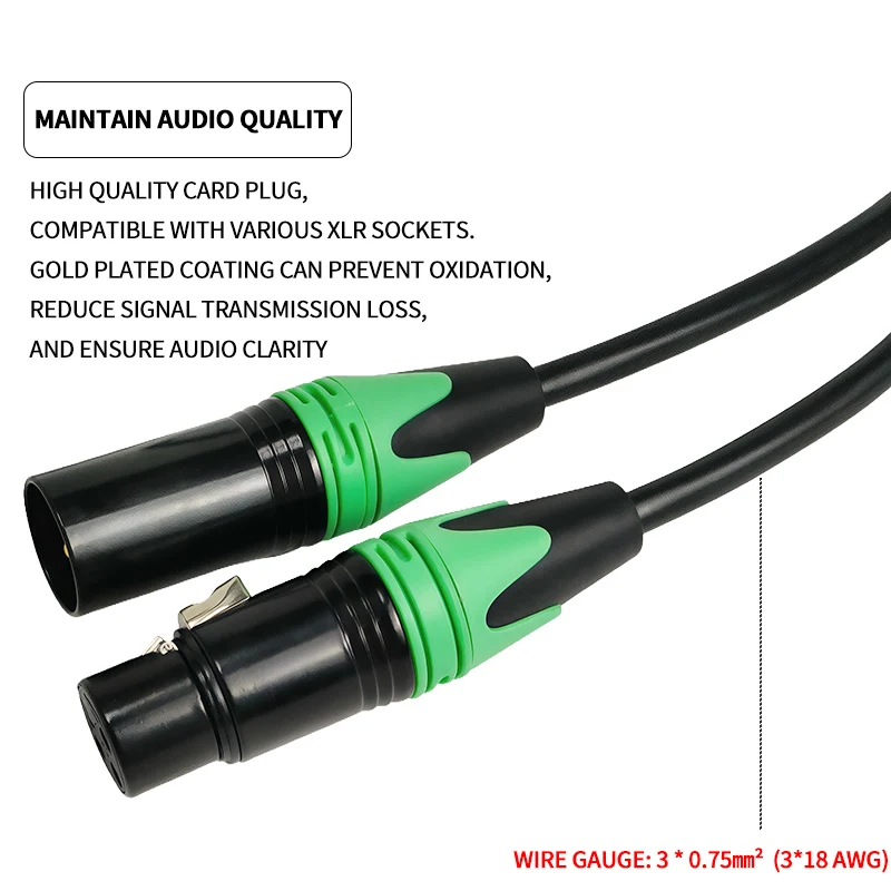 3-Pin XLR Microphone Cable Male to Female 50cm/1m/2m/3m/5m/10m Balanced Audio Cable -for Mic Speaker Amplifier PA System