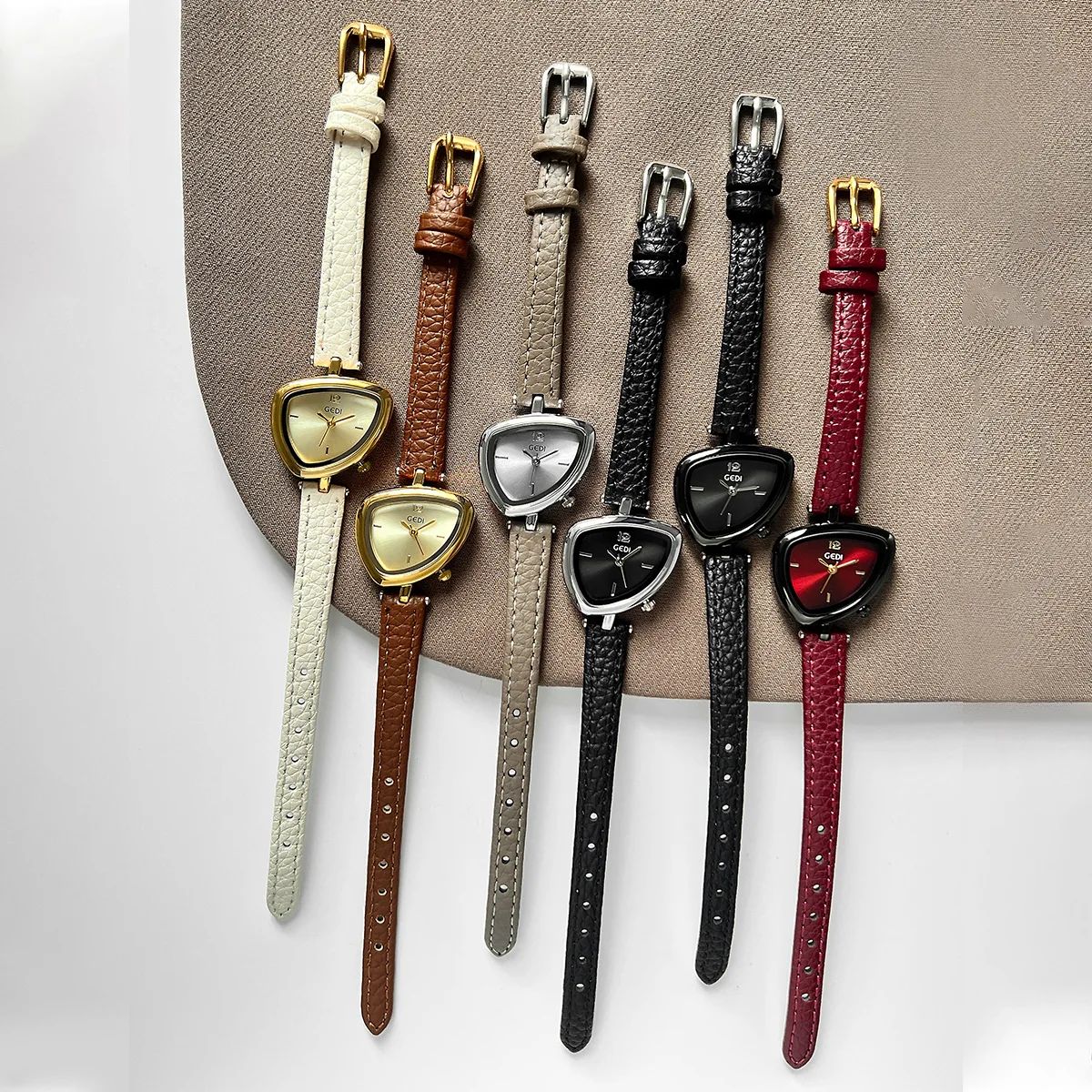 ساعة نسائية جديدة متعددة الاستخدامات بتصميم مثلث غير منتظم بسيط مقاوم للماء عالي الجمال للنساء ساعات كوارتز على مدار الساعة #4