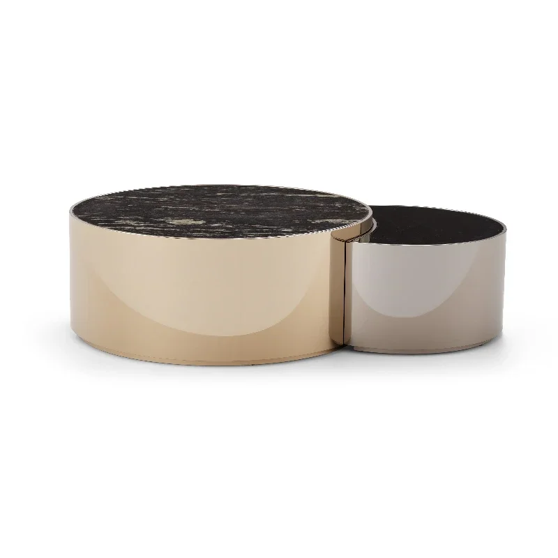 

Stainless steel modular coffee table with natural marble surface for living room