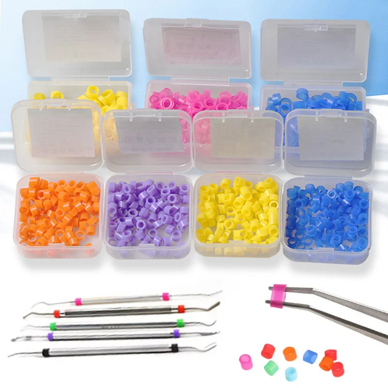 

100pcs/Box Universal Dental Silicone Color Code Ring Instrument Identification Circle Multi-Color Autoclavable Dentist Lab Tools