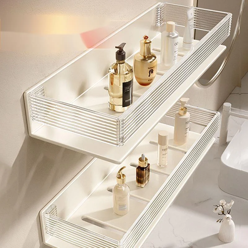 Milk White Acrylic Bathroom Accessories Toilet Washbasin Storage Rack Non Perforated Glue Paste Draining Towel Bar Shelf