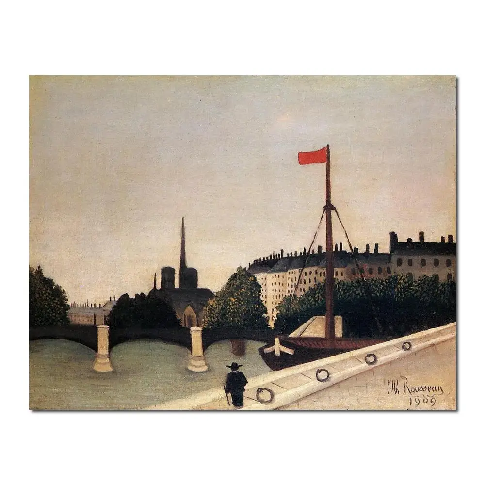 Modern painting on canvas Notre Dame View of the Ile Saint Louis from the Quai Henri IV Henri Rousseau High quality Hand painted