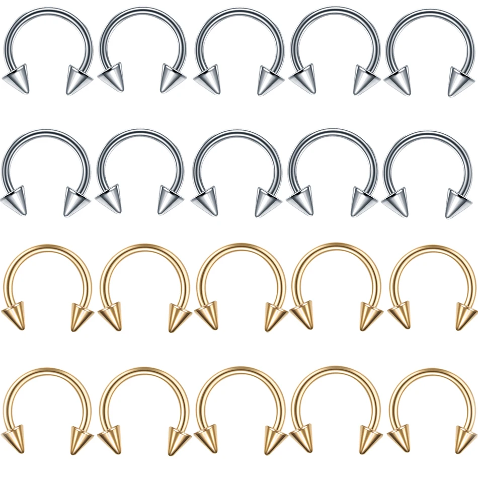 10Pcs/lot Fashion Horseshoe Ring Fake Nose Ring C Clip BCR Septum Lip Piercing Falso Nose Rings Hoop For Women Men Body Jewelry