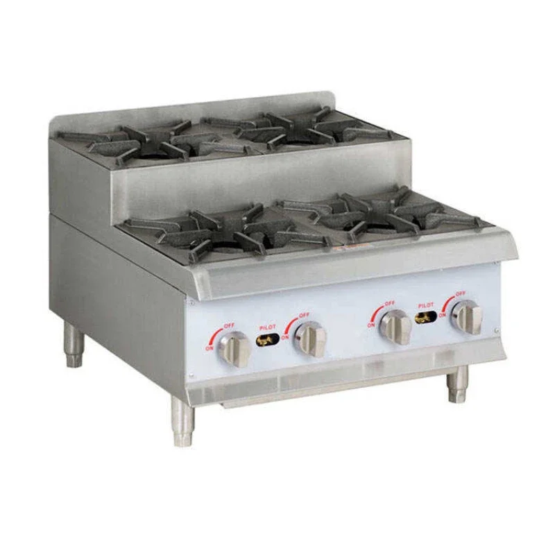 Commercial Kitchen Equipment Reliable Countertop Two-tier Ladder Gas Range With 4 High Output Burners