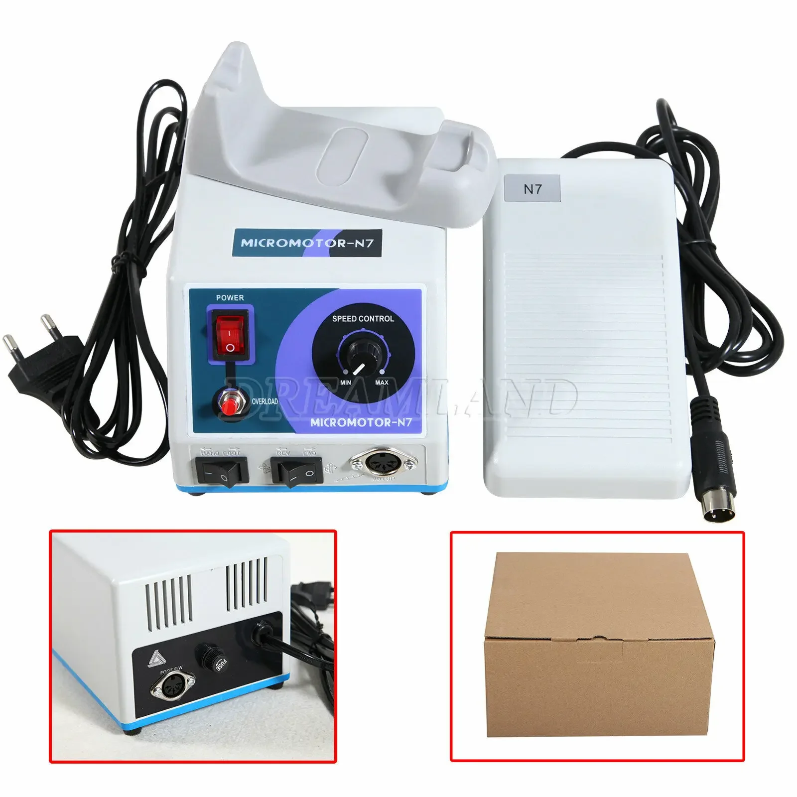 Dental Lab Marathon N7 Motor Micromotor Machine 35K rpm Pedal Foot Controller