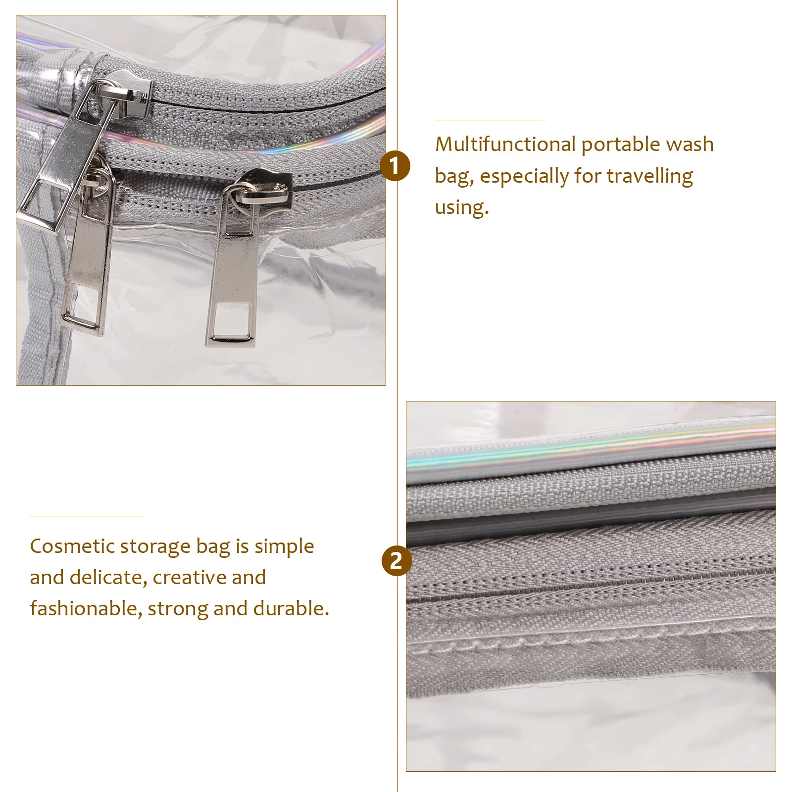 

Clear Large Makeup Bag Sturdy Double Zipper Portable Travel Organizer Pvc Toiletry Pouch For Women Teens