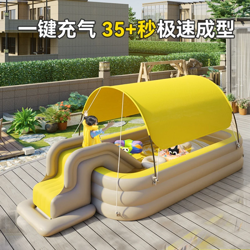 Inflatable Swimming Pool Sunshade with Slide Outdoor Large Baby Children Home Family Air Cushion