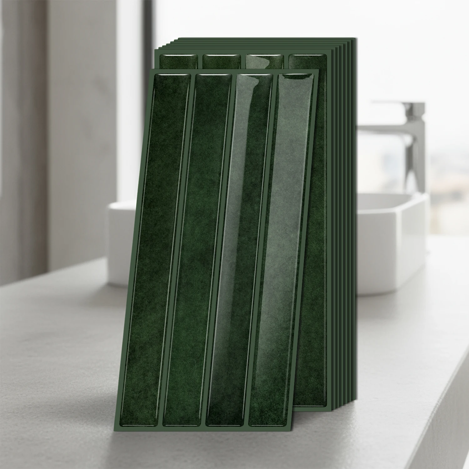 24 Sheets Peel and Stick Tiles Sticker 3D Waterproof Wall Tiles for Living Room RV PVC Wall Panels Interior Wall Decoration