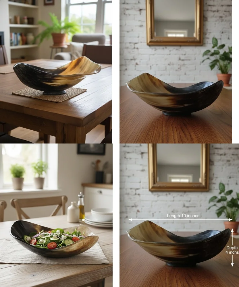 

Viking Horn Cup Buffalo Horn Bowl Natural Wooden Drinkware for Office Desk Decor Salad Serving Unique Home Bar Accessories