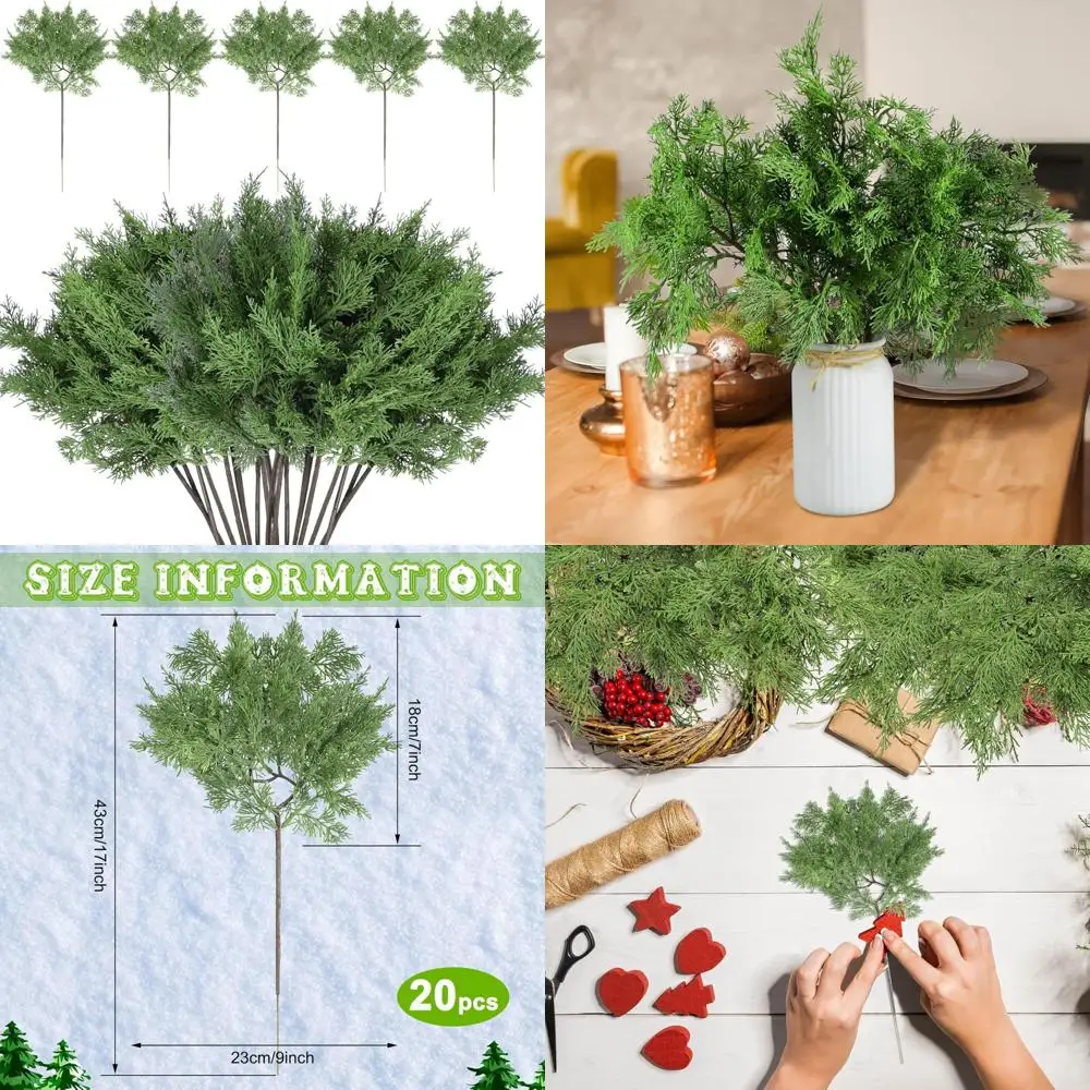 

Artificial 17 Inch Juniper Cedar Pine Branches for Christmas Decor, Faux Sprigs Picks for Home Decorations