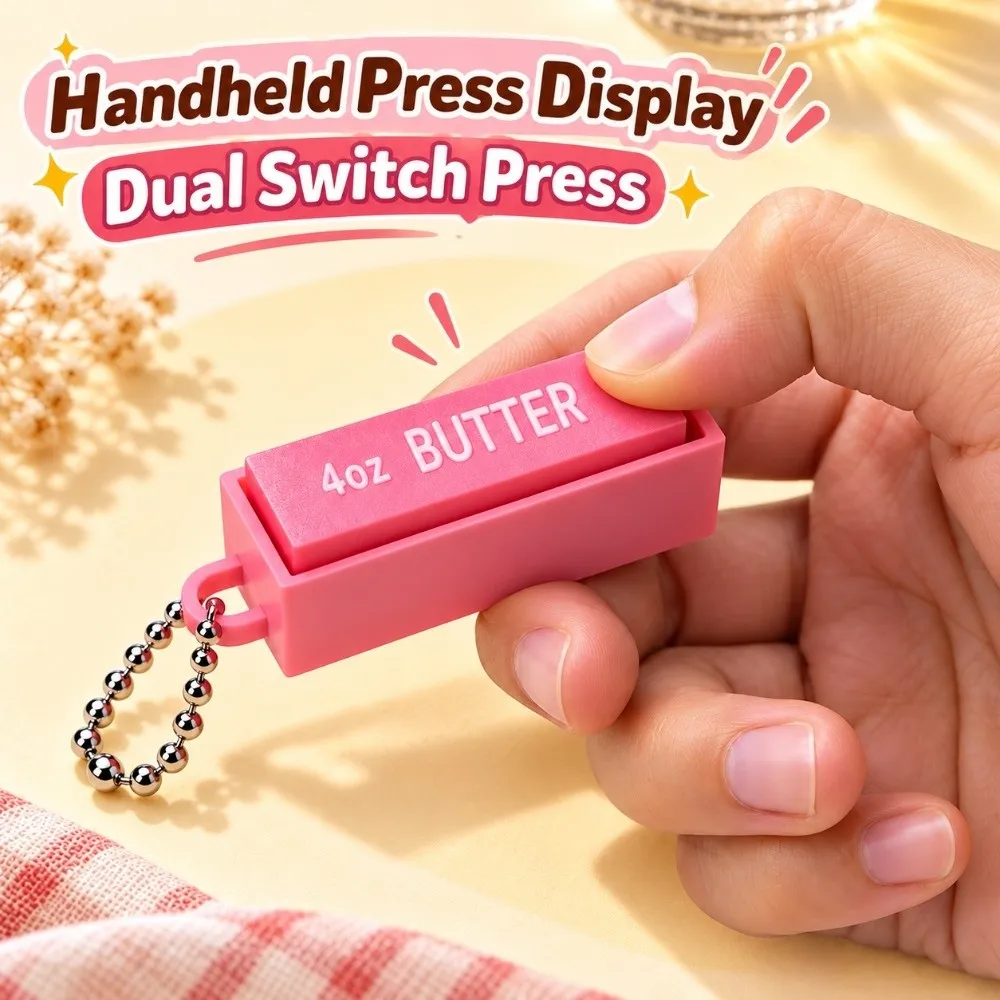 Simulation Shape Butter Block Keychain PVC Pocket Size Sensory Key Ring Lightweight Crisp Click Mechanical Sound Gadget