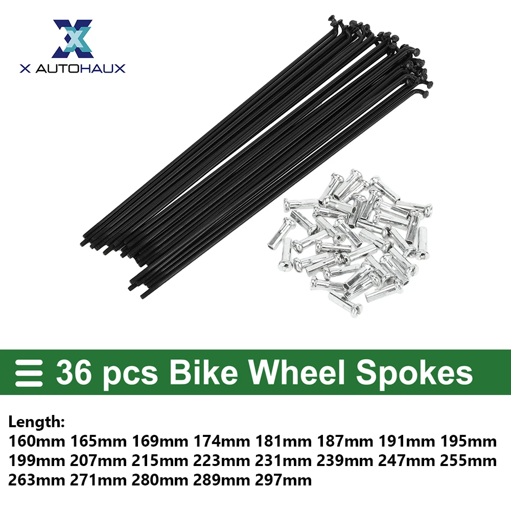 X autohaux Bicycle Spokes Bike Wheel Spokes 14G 67mm 72mm 76mm 80mm 83mm 87mm 90mm 94mm 100mm 104mm 107mm Length Carbon Steel