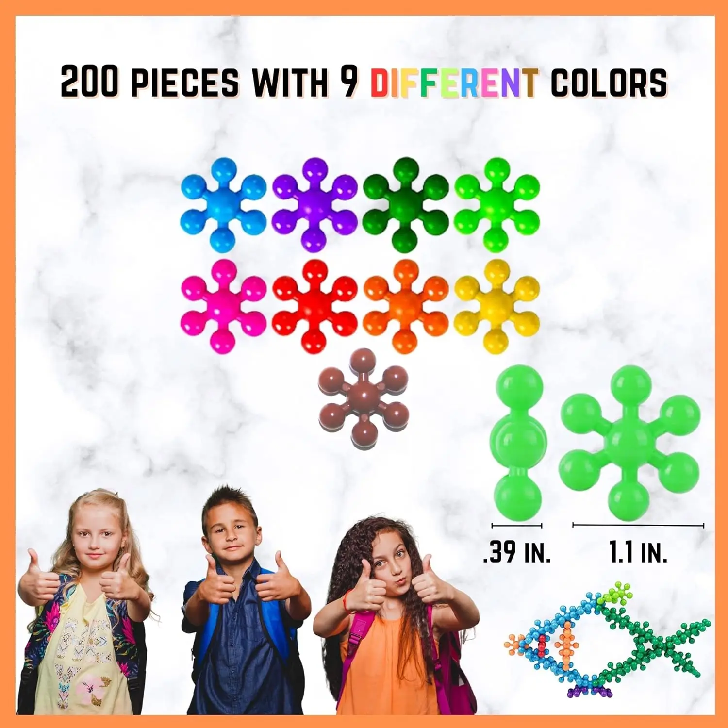 200 stuks in elkaar grijpende plastic bouwstenen |   Bouwspeelgoed |   STEM-speelgoed |   Peuterspeelgoed |   Educatief speelgoed |   Montessori speelgoed |   K