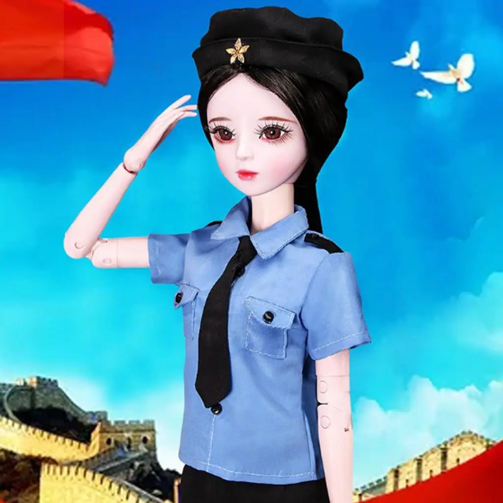

Одежда для кукол BJD ручной работы 1/3, рубашка для женщины-полицейского, мини-юбка и шляпа для ночи, аксессуар для платья куклы BJD в стиле Лолиты