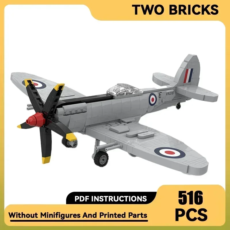 Military Model Moc Building Bricks 1:35 Scale Spitfire F MK.24 Fighter Technology Blocks Gifts Christmas Toys DIY Sets Assembly