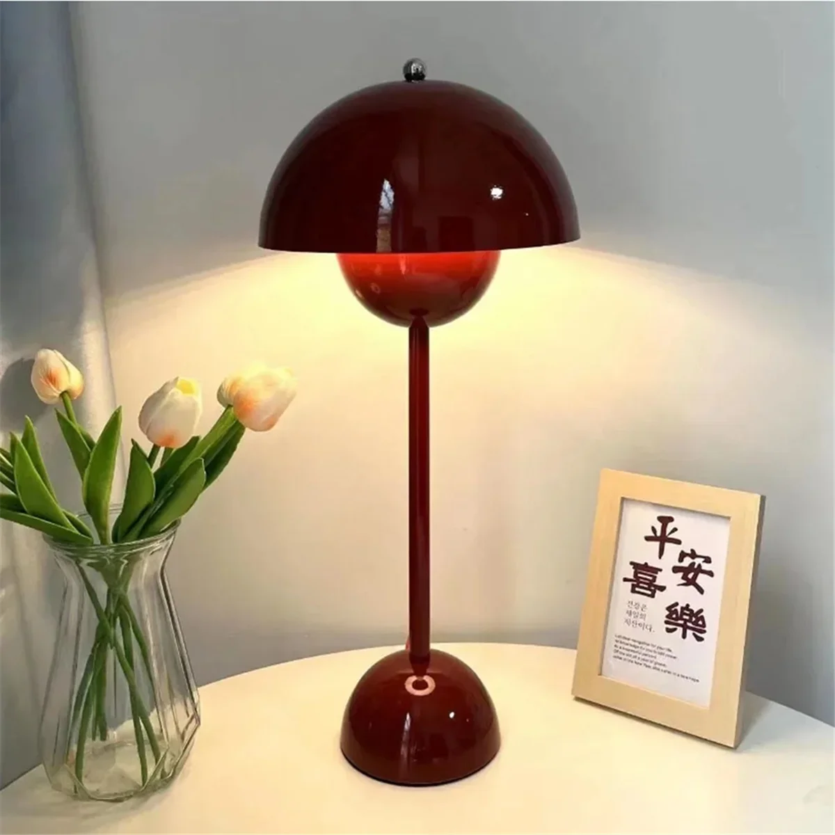 

A26P Top Touch Switch LED Table Lamp Rechargeable Flower Bud Mushroom Design Living Room Decor Desk Night Stand Lamp,H