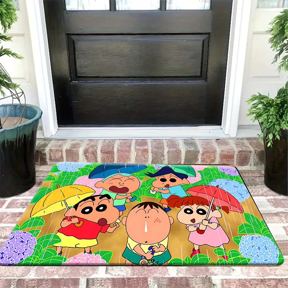 

Crayon Shin-chan Kasukabe Defense Force Rainy Day Umbrella Scene Print Non-Slip Doormat, Soft Washable Entrance Floor Mat with H