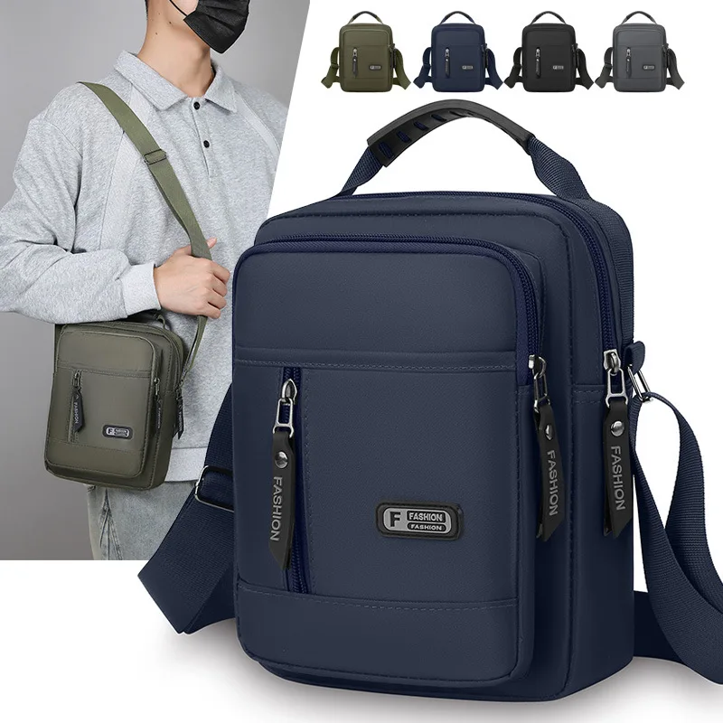 

Men's Multifunctional Shoulder Bag Water-Resistant Briefcase Durable Oxford Cloth Business Tote with Multiple Compartments Bolsa