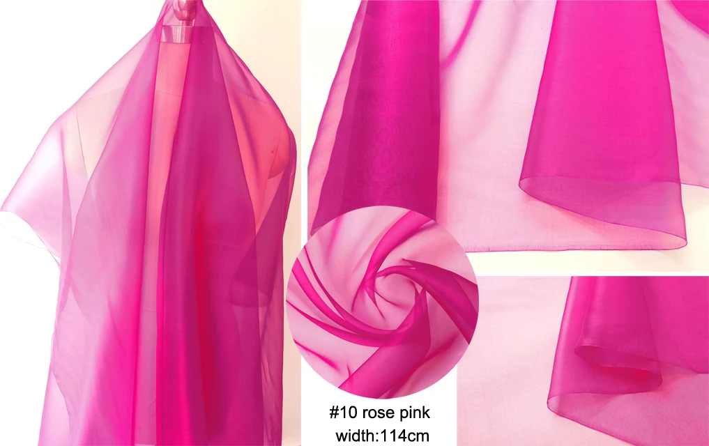 45'' / 55'' breit pro Meter steif geformte Hochzeitsgaze aus schlichter, natürlicher Organza-Stoff aus reiner Seide – Detail 34