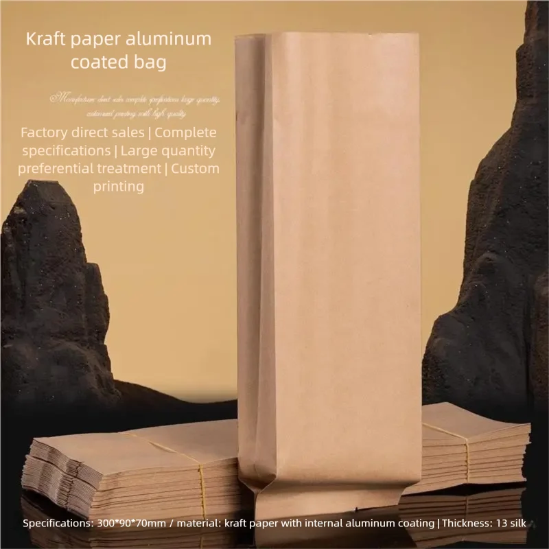 Sacchetti per imballaggio in carta Kraft da 50 pezzi, sacchetti interni in foglio di alluminio, sacchetti sigillanti in carta kraft, piccoli pacchetti individuali, personalizzabili