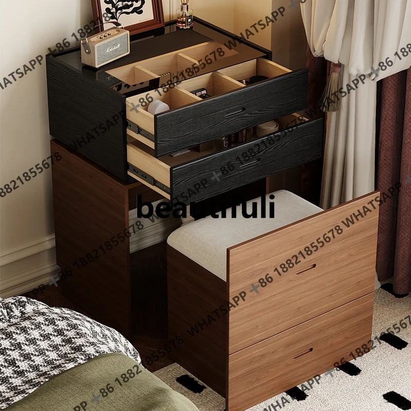 

American retro wind bedside table dresser integrated Italian bedroom bedside storage cabinet makeup table