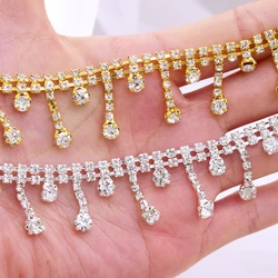 1 yard short tassel pendant rhinestone trim tassel crystal metal chain dress bag Shoe accessories Garment sewing decoration