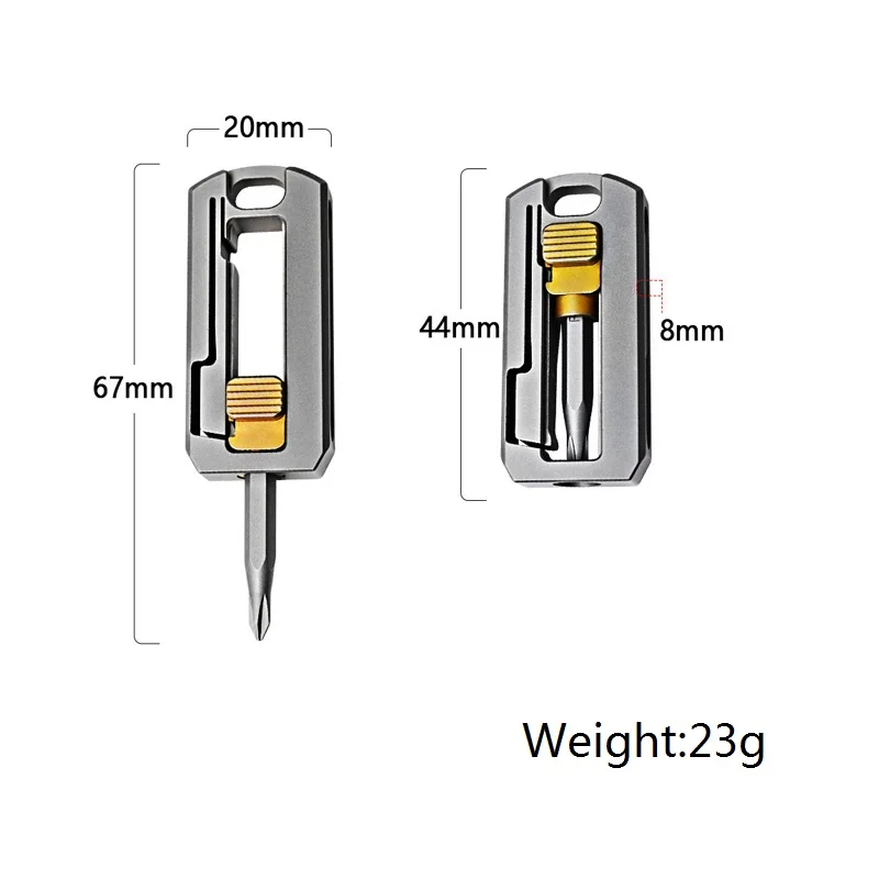 Mini titanium alloy screwdriver bit, Handle screwdriver, Home portable disassembly tool EDC，Cross slotted screwdriver Keychain
