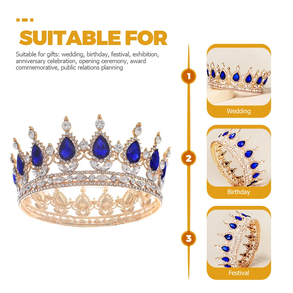 

Crystal Rhinestone Bridal Crown Hollow Hair Accessories Vintage Elegant Tiara for Wedding Birthday Proms Rhinestone Crown