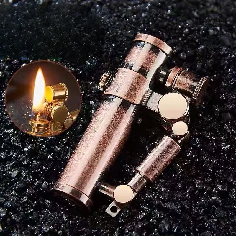 Messing Retro-Zug Automatische Mechanik Kreative Zündung mit Lichteffekt Ungewöhnliche Geschenk-Kollektion für Herren
