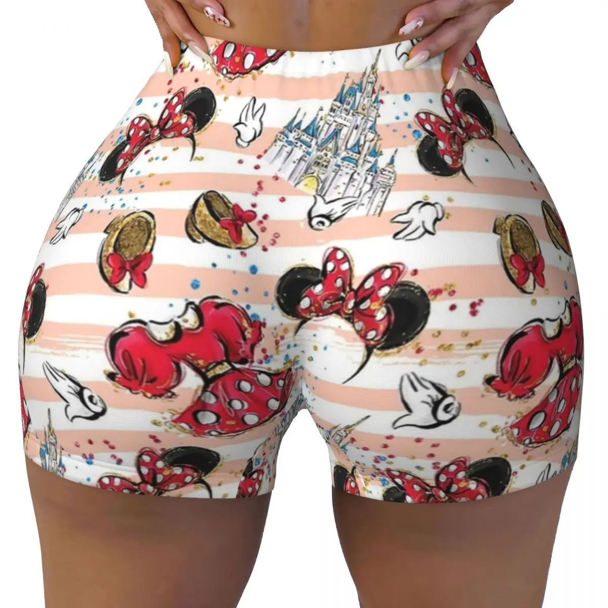 Chica Mickey Minnie Mouse El mejor día de todos los tiempos Pantalones cortos de yoga de secado rápido para mujeres Voleibol Biker Fitness Entrenamiento Gimnasio Ropa