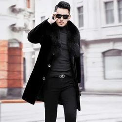 2024 Men's Mink Fur Coat Whole Winter New High-End Imitation Thickened Long Middle-Aged Jacket A227