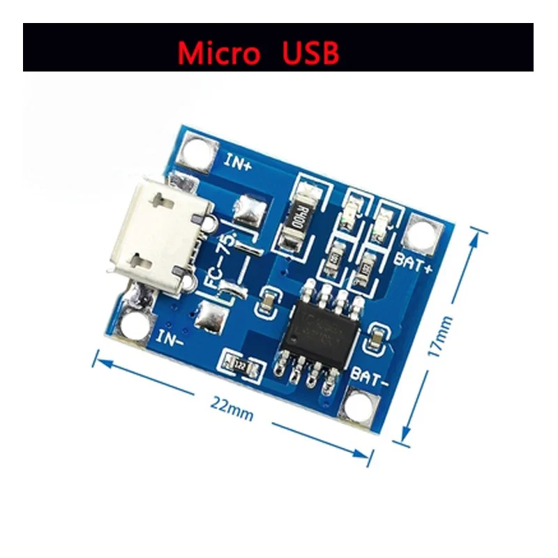 5PCS 5V 1A 18650 Micro USB Batterie Lithium Chargeur Module + Protection Double Fonctions Lithium Battery Charging Board TP4056