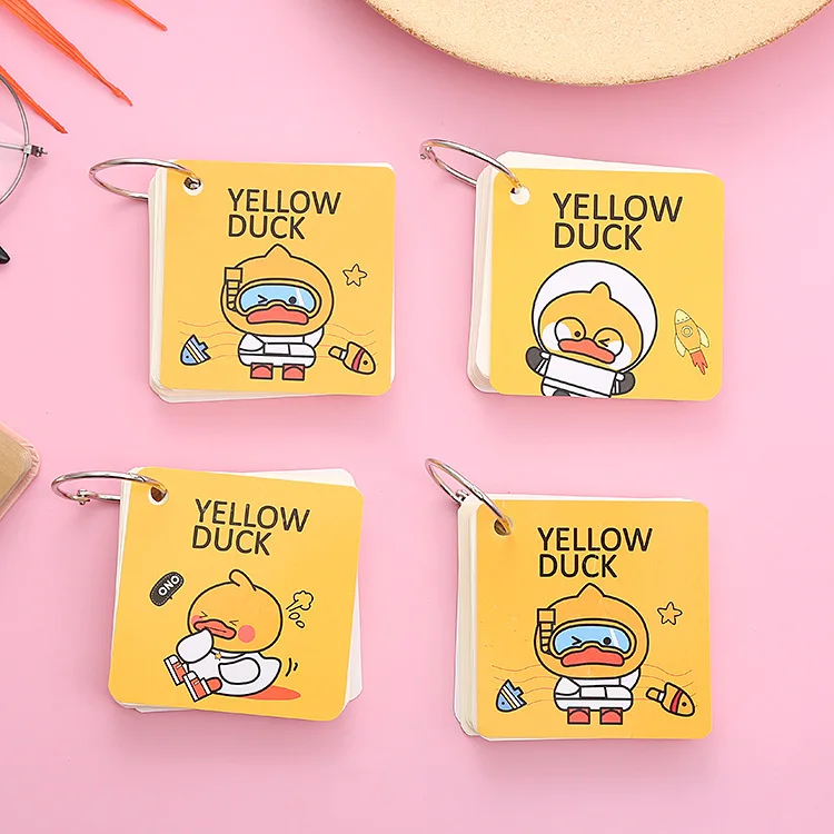 80 Sheets Binder Ring Flipping Flash Card Index Cards Notepad Combinable Study Cards Mini Note Book Message Card Note Paper Set