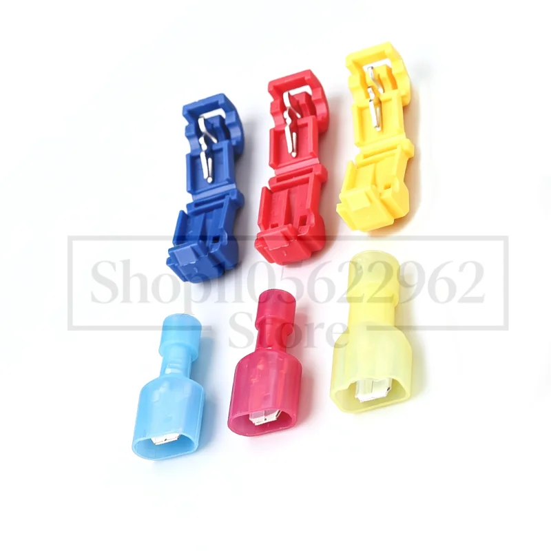 20Pcs MDFN Flame Retardant Insulated Cold-Press Male Female Socket Terminals T1/T2/T3 T-Type Quick Splice Wire Tap Clips