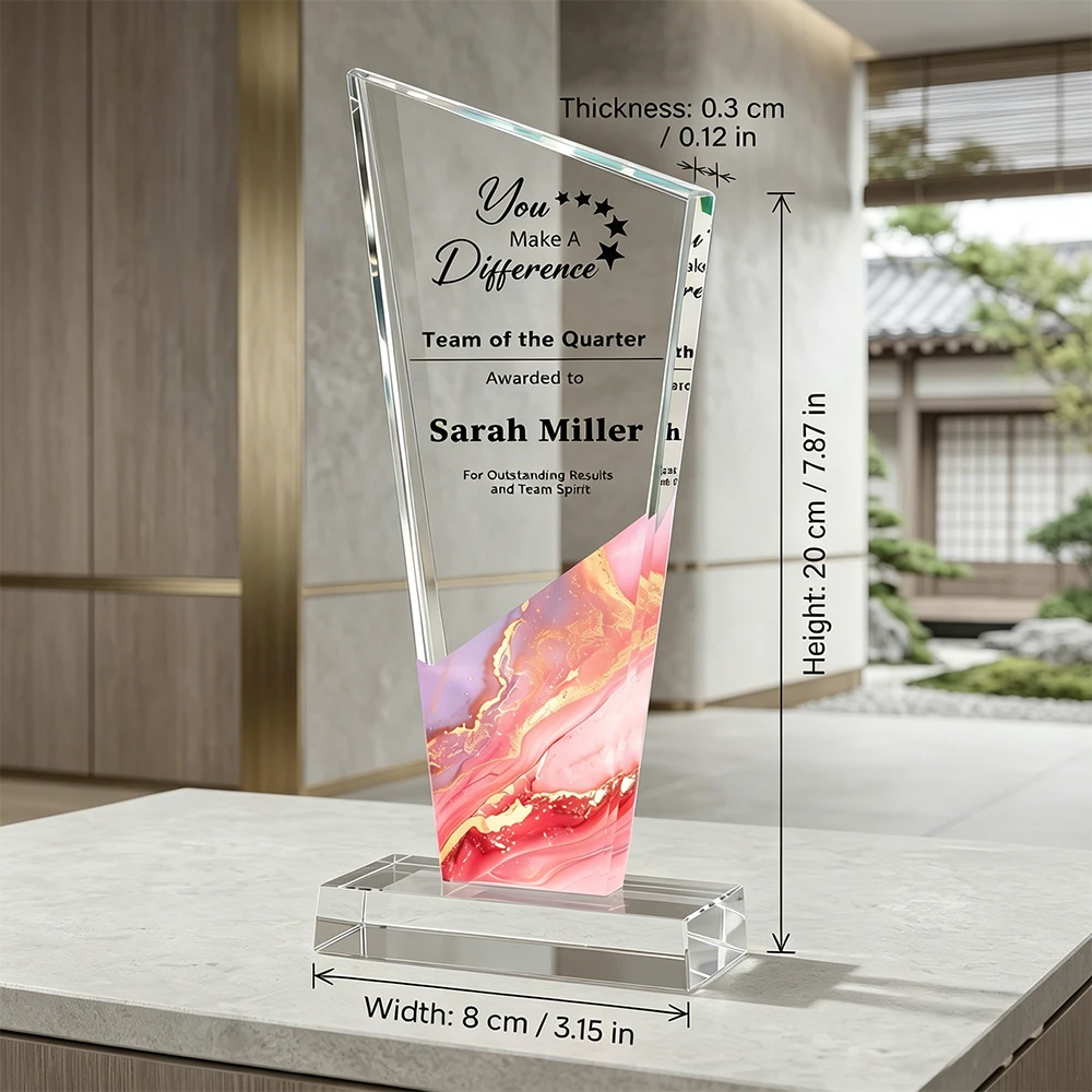 Personalized Acrylic Trophy Award, Custom Text Acrylic Plaque for Team of the Quarter Employee Appreciation Office Gift