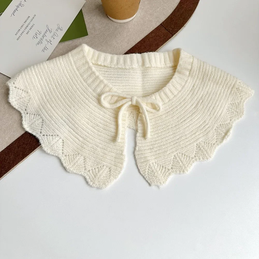 Decoration O-Neck Fake Collars Solid Color Laced up Faux Collar Knitted False Collar