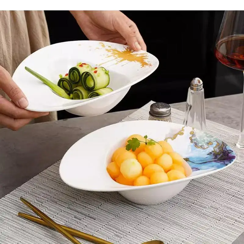 

Oval Ceramic Dinner Plate Dessert Salad Thick Soup Plates Spaghetti Restaurant Specialty Tableware