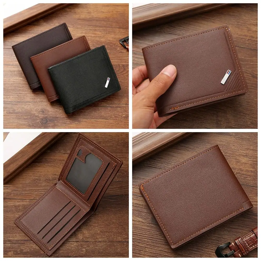 Soft PU Leather Men's Short Wallet Multi-position Large Capacity Male Leather Purse ID Card Holder Thin Men Coin Pocket Outdoor