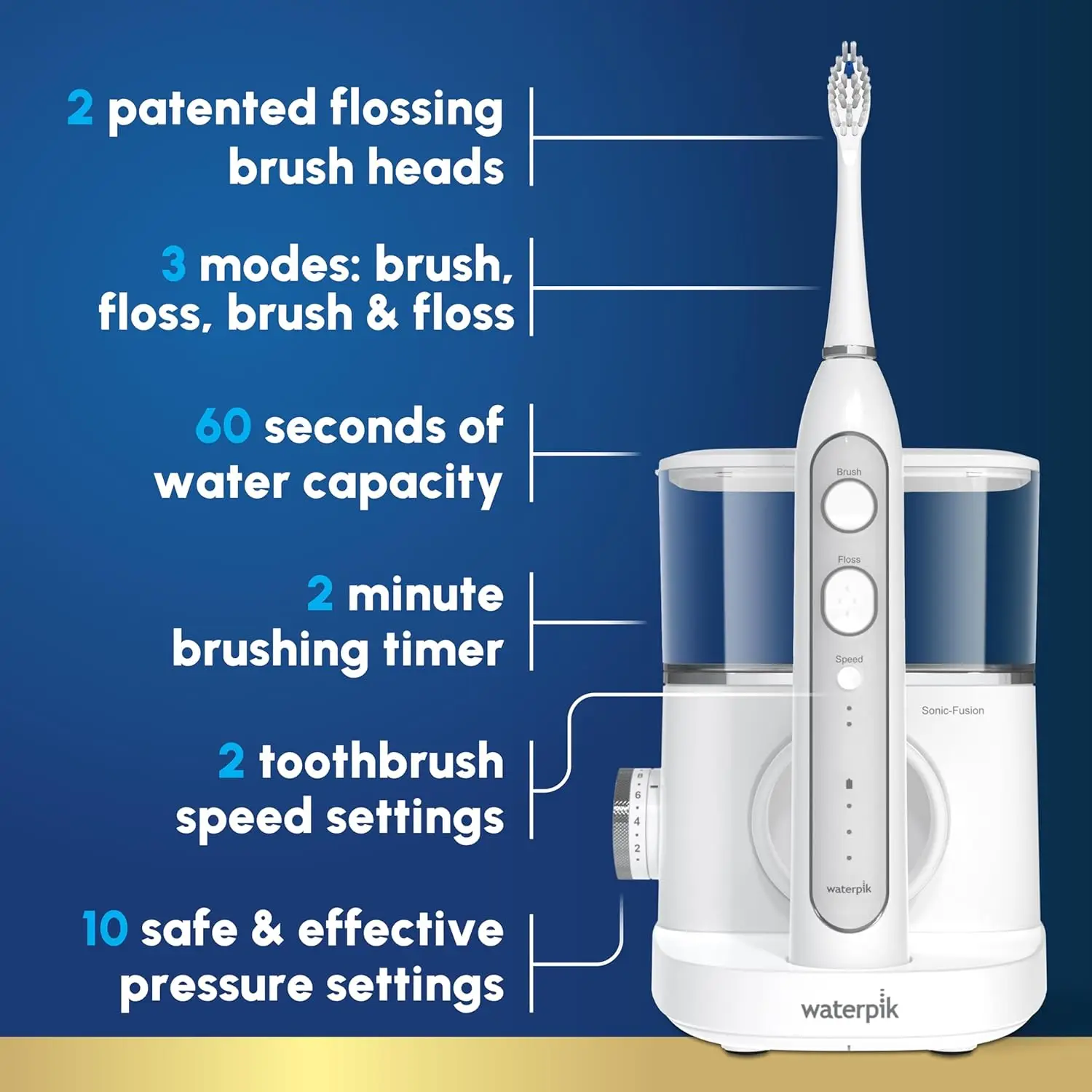 Professional Flossing Toothbrush, Electric Toothbrush and Water Flosser Combo In One, White SF-04, Pac