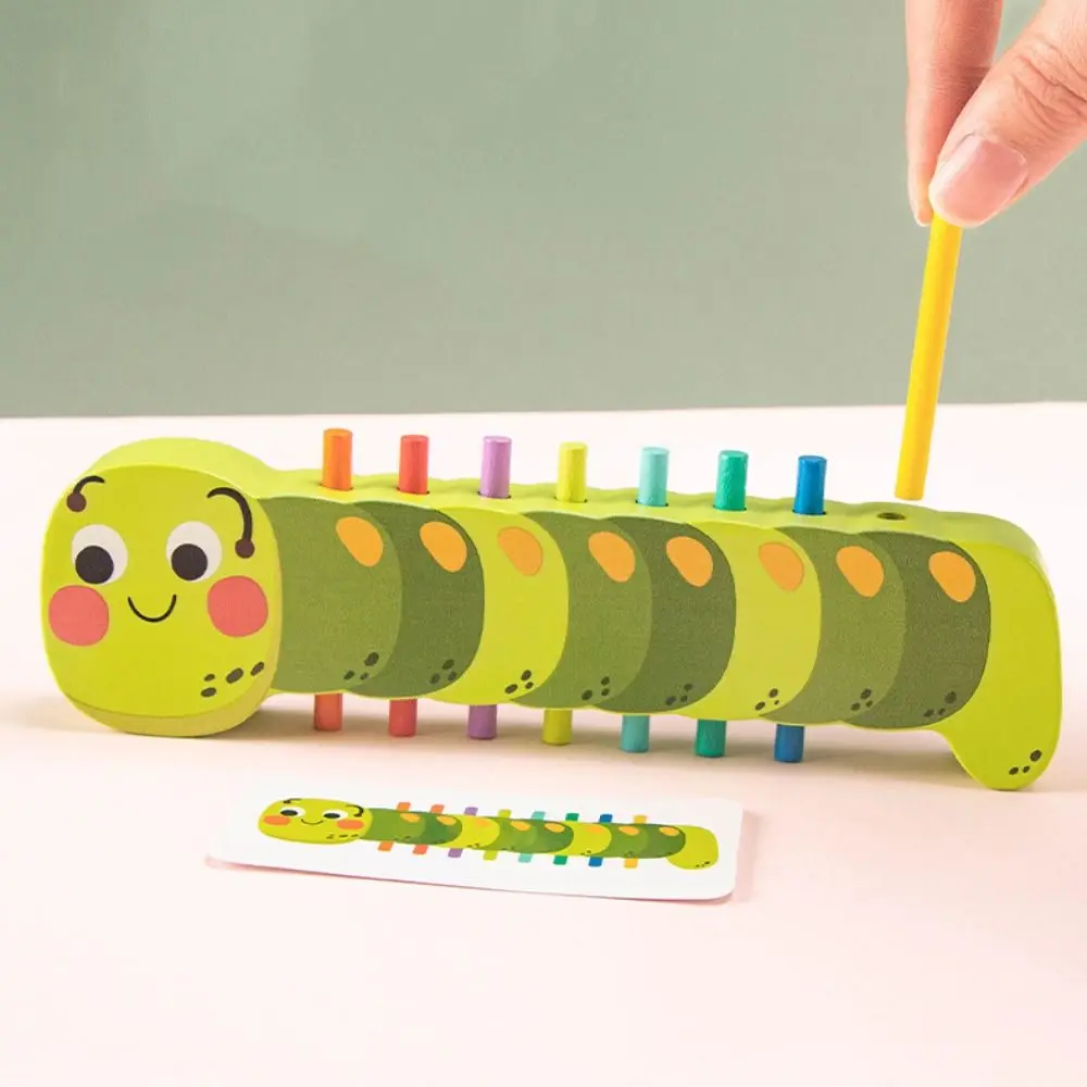 Early Education Caterpillar Color Matching Game Wooden Cartoon Animals Wooden Puzzle Number Fine Motor Skills