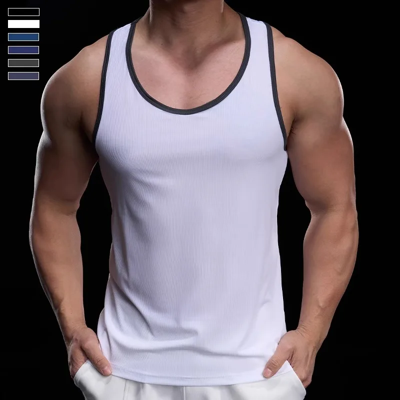 2025 Summer Men's Running Training Sports Fitness Vest Casual All-match Round Neck Bottoming Quick Drying Breathable T-shirt
