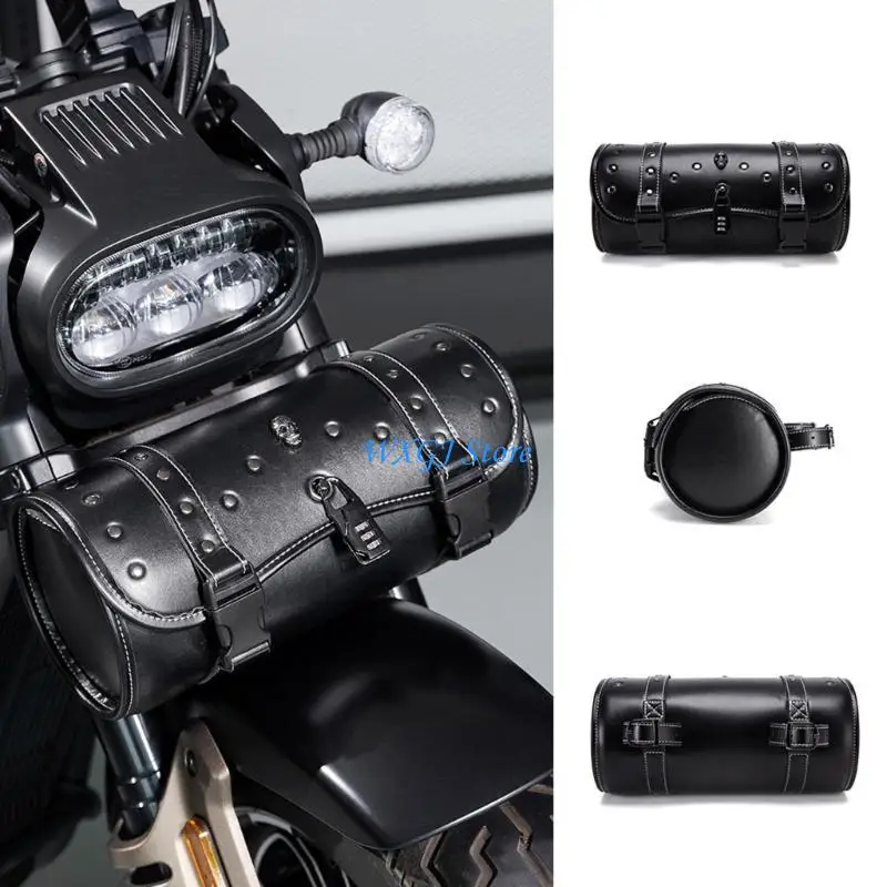 

37JE Motorcycle Saddlebag Side Bag PU Leather Tool Bag Waterproof Storage Bag