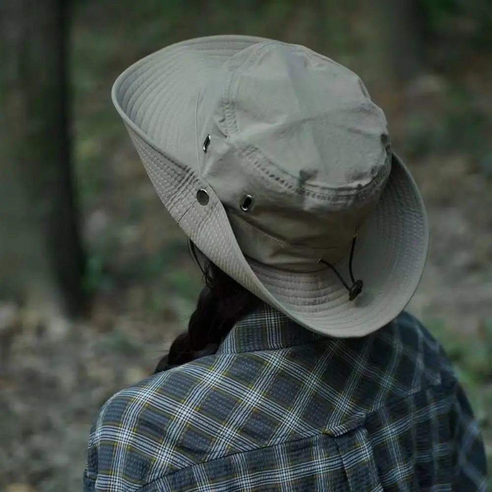 New Drawstring Fishing Hat Sun Protection Big Brim Sun Hat Anti-UV Breathable Summer Bucket Hat