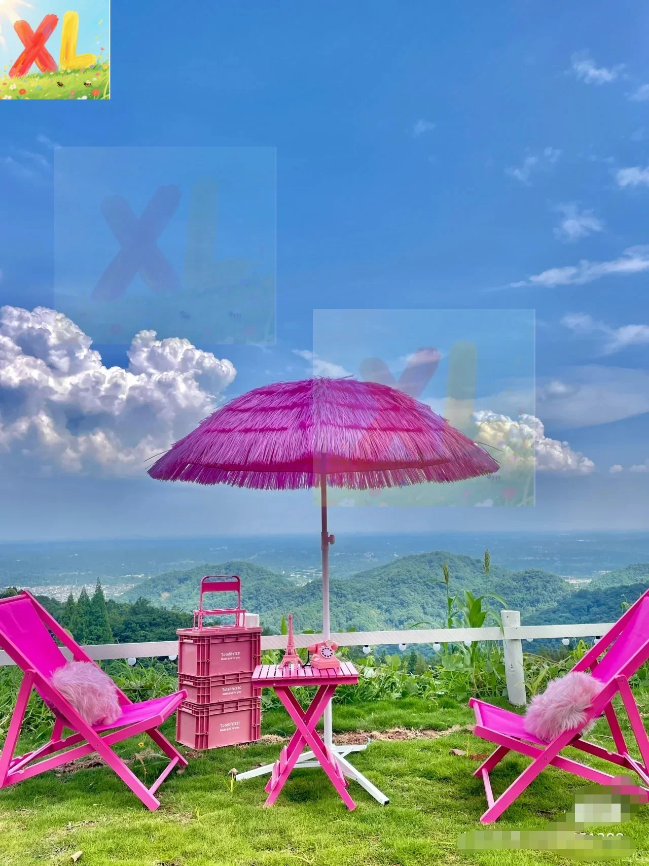 

Simulation straw umbrella big beach umbrella beach leisure sun security umbrella guard box courtyard villa