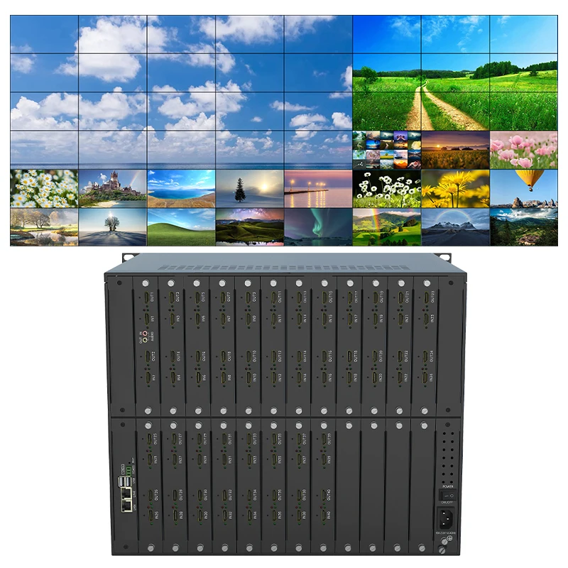 48x48 4K Matrix Switcher with Network Graphical Interface, 6x8, 5x9 TV Splicing, Processor, Window Opening, Zoom Function