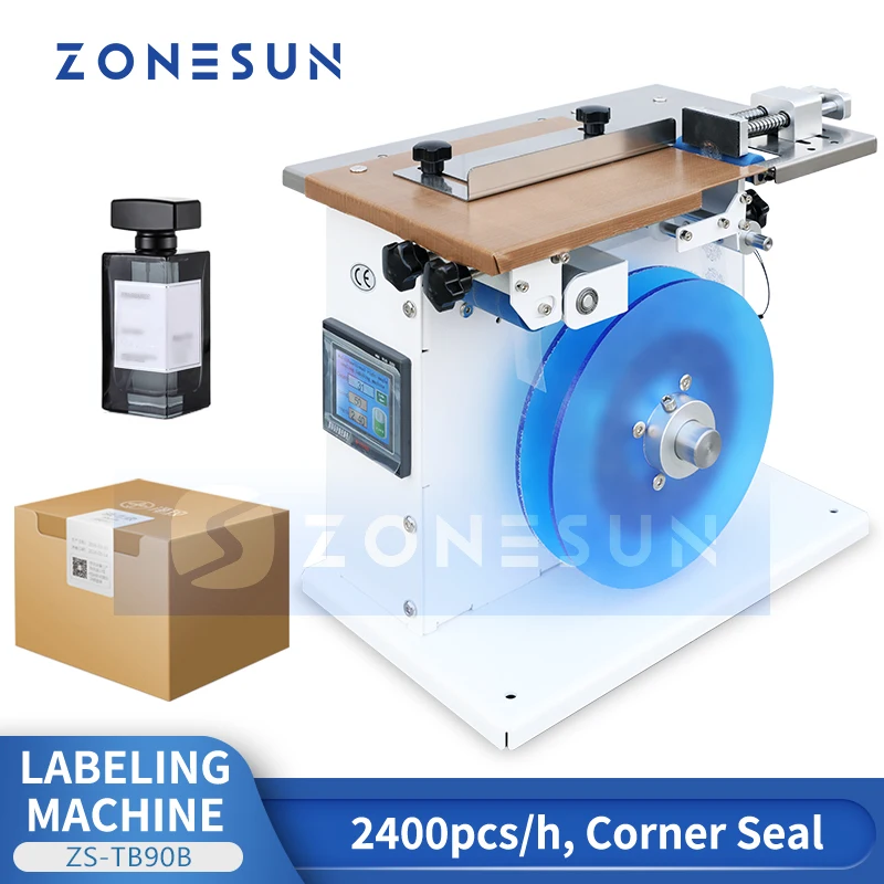 ZONESUN ZS-TB90B Automatic Right Angle Labeling Machine Tamper Evident Box Corner Label Seal Applicator Packaging Machine