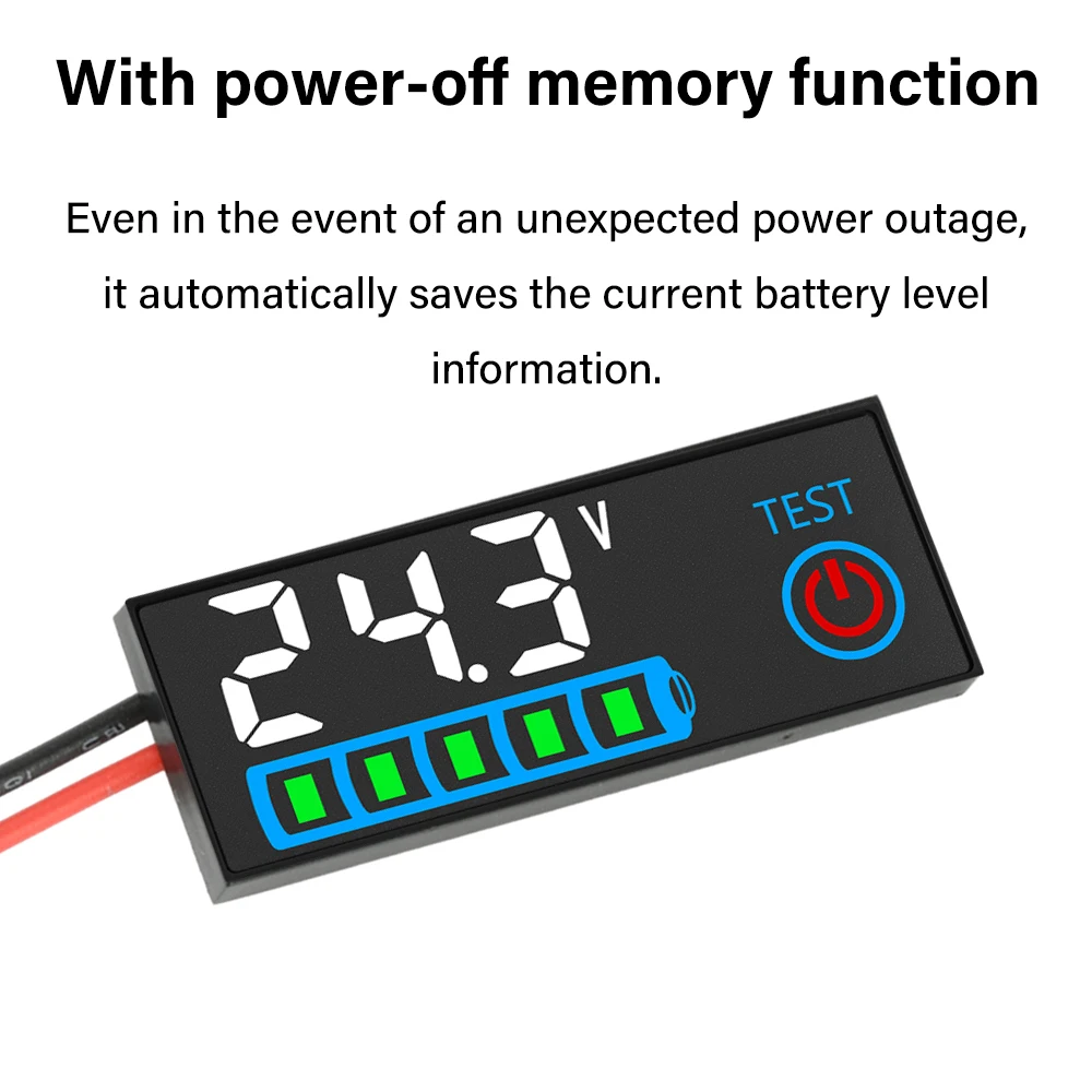DC 7–55V LED Voltage & Battery Level Indicator with Power-Off Memory – Universal Display Module for Lead-Acid and Lithium Batter